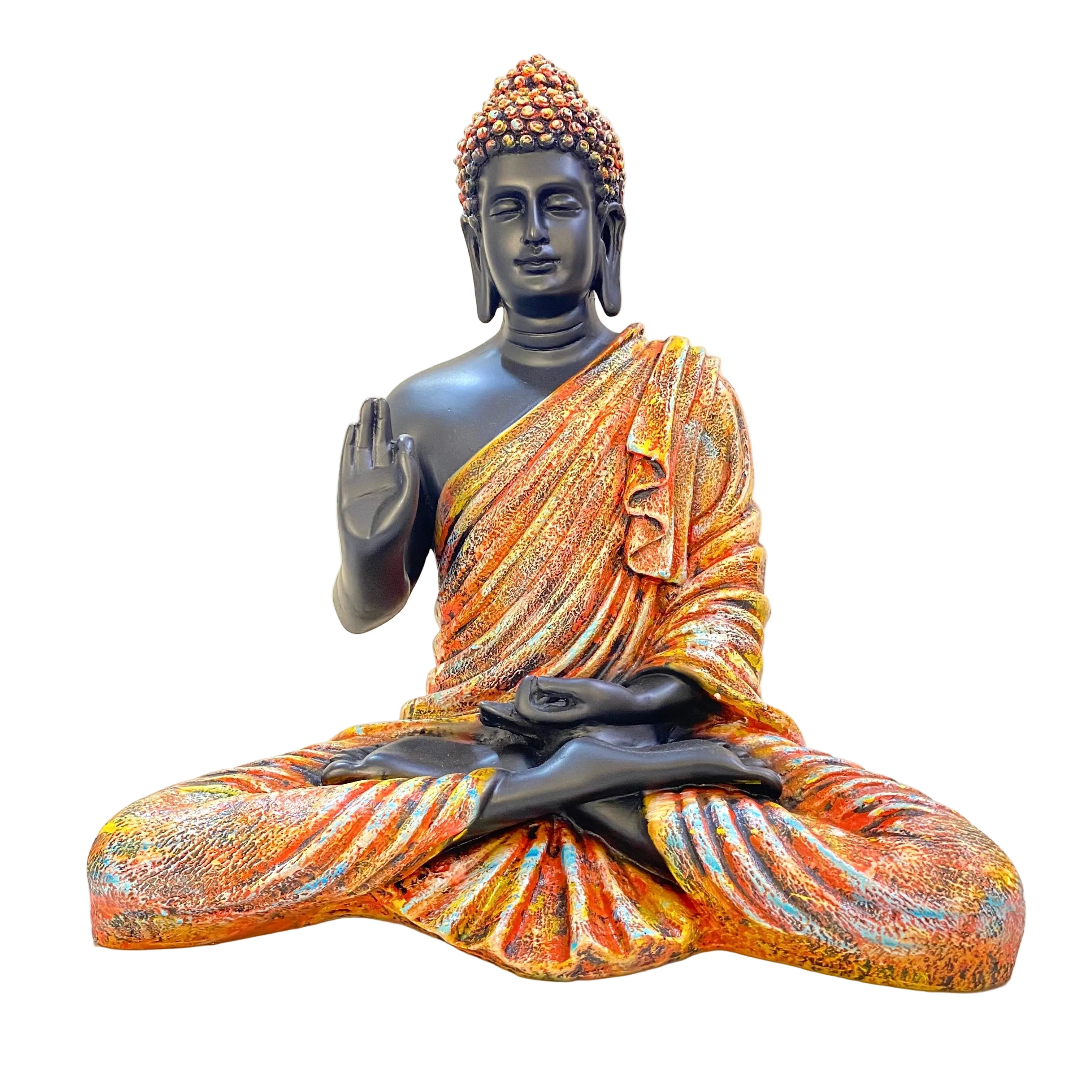 Lord Buddha In Various Antique Shades Detailed Hand Painting By Tamrapatra - Tamrapatra