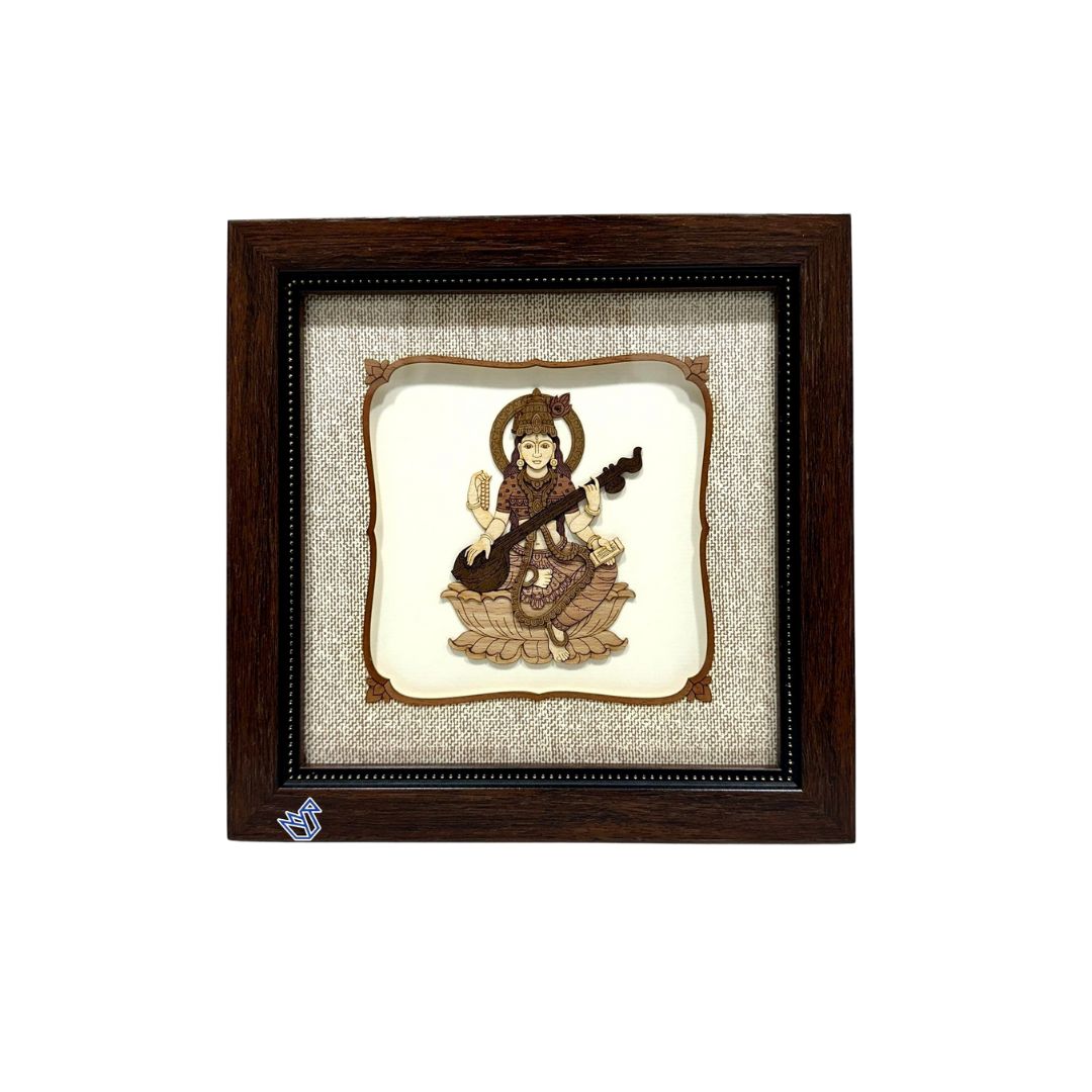 Lakshmi Ganesh Saraswati Deity Premium Wooden Art Frames At Tamrapatra