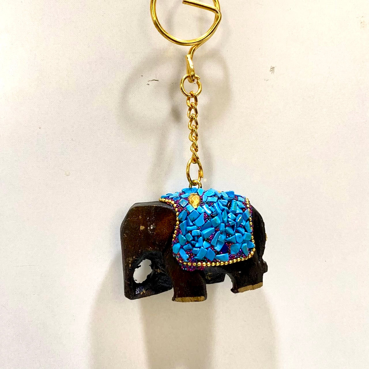 Elephant Hand Painted Keychain Various Beautiful Shades Indian Souvenir Tamrapatra - Tamrapatra