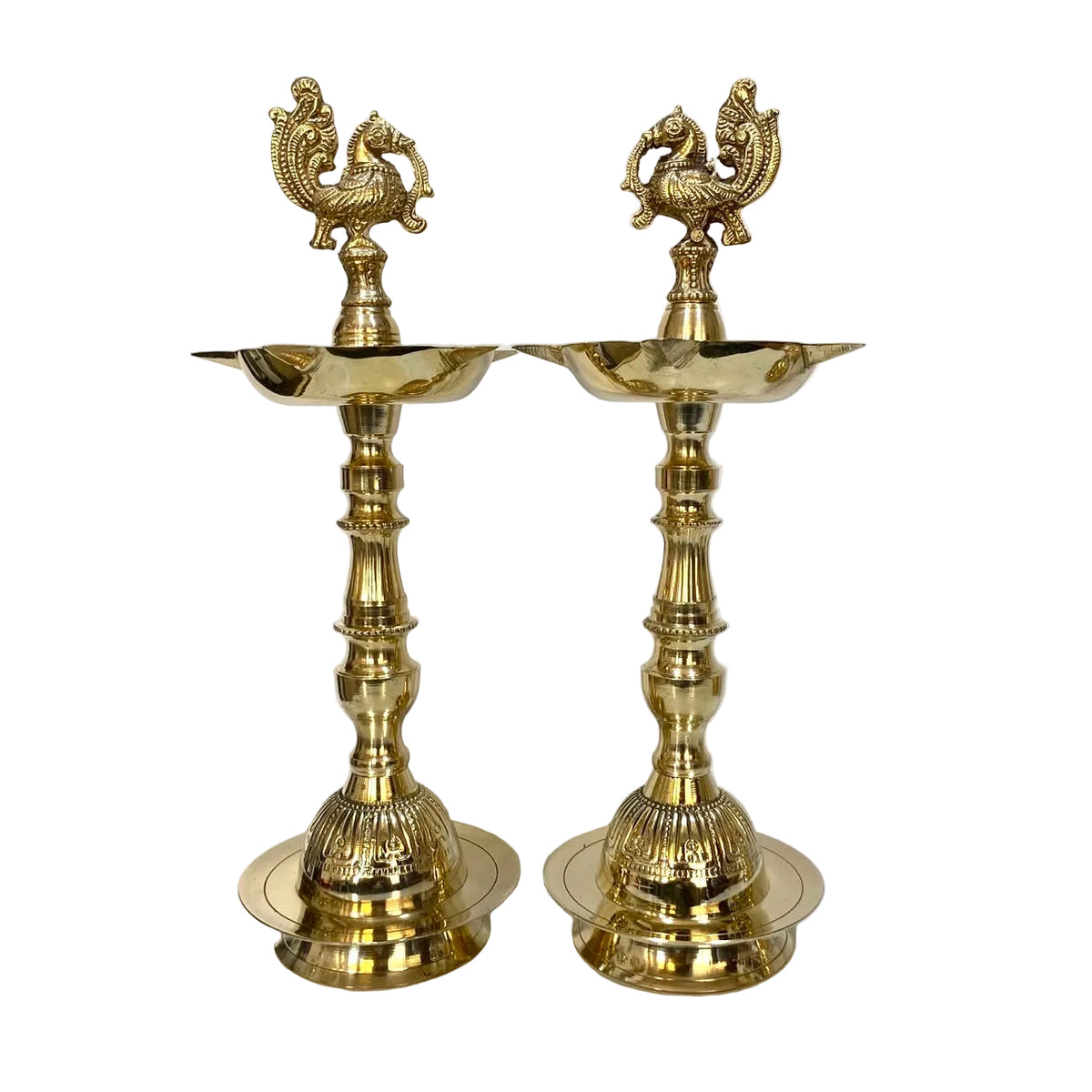 5 Wick Mukhi Diya Brass Handmade Spiritual Accessories Folding By Tamrapatra - Tamrapatra