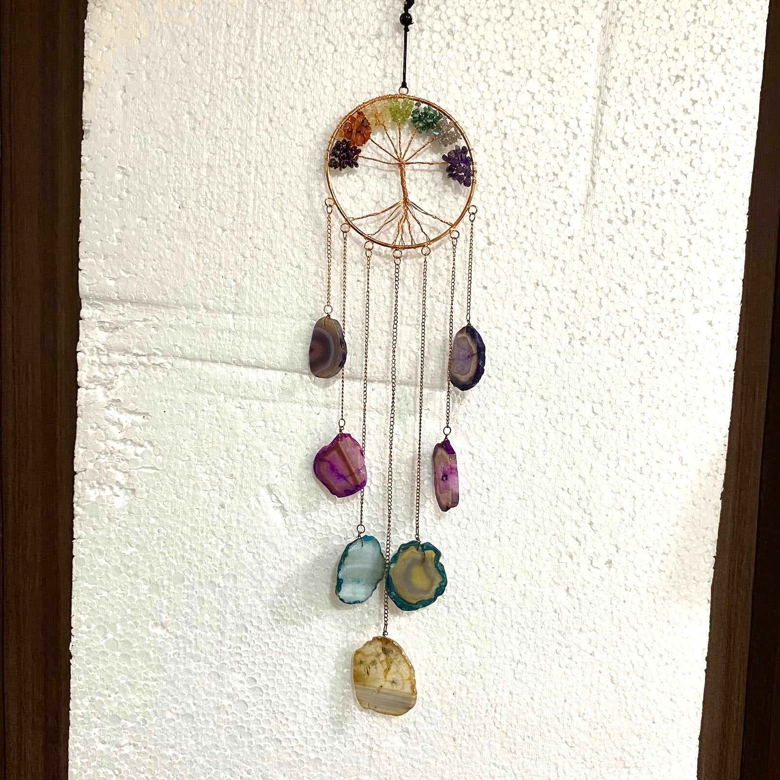 Agate Stone Spiral & Straight Hangings Multi Color Garden & Indoor By Tamrapatra