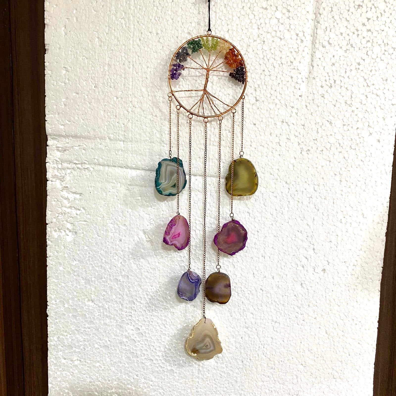 Agate Stone Spiral & Straight Hangings Multi Color Garden & Indoor By Tamrapatra