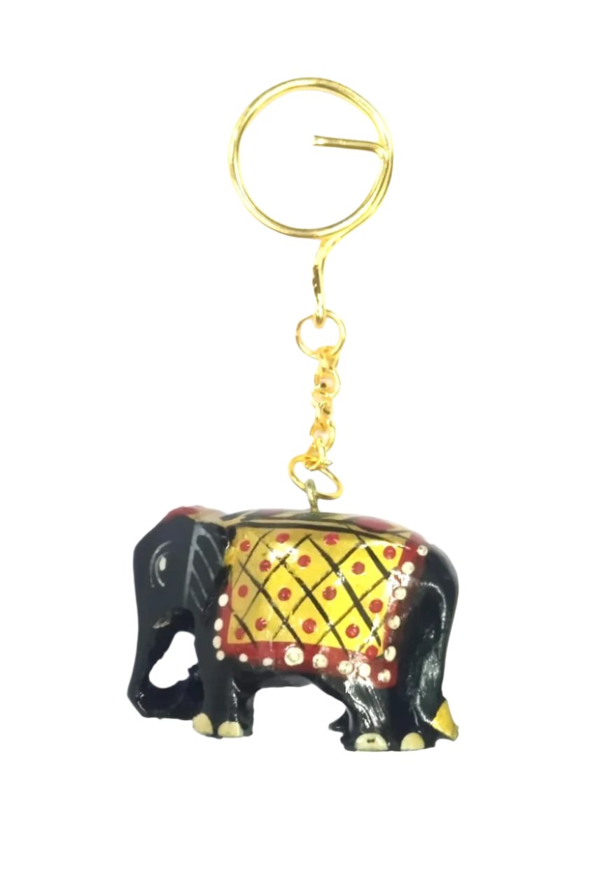 Elephant Hand Painted Keychain Various Beautiful Shades Indian Souvenir Tamrapatra