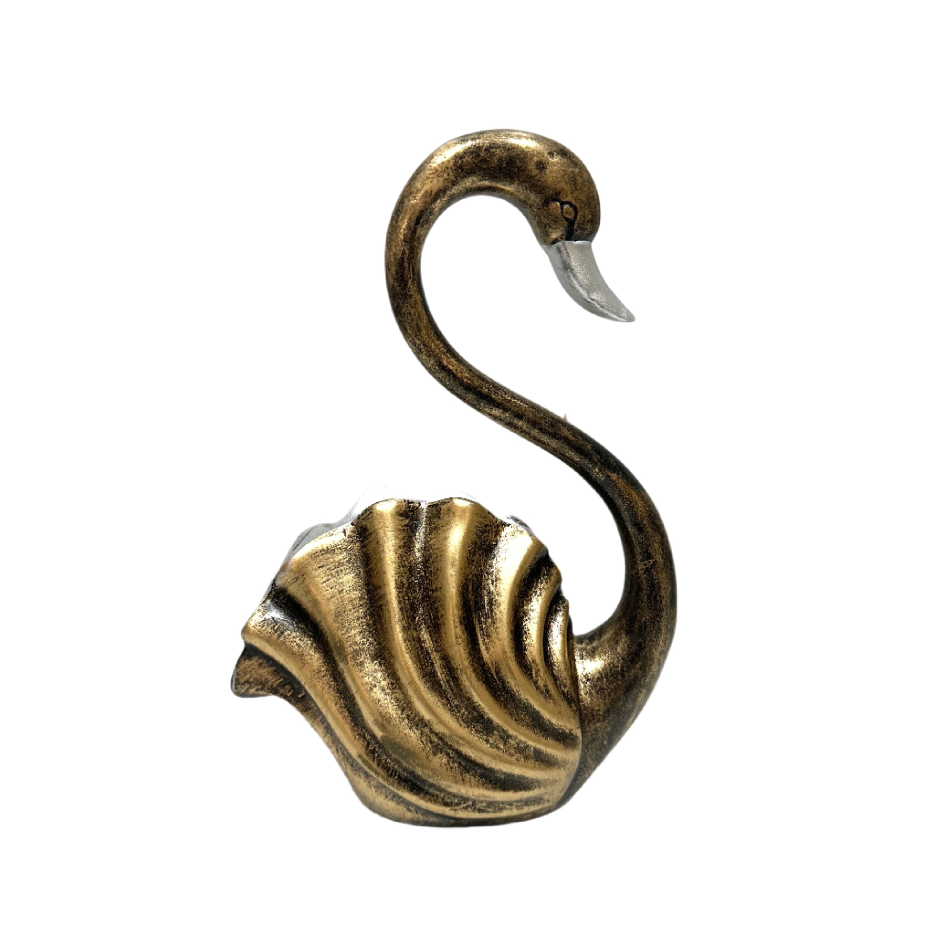 Graceful Swan Pair Black Gold Set Of 2 Exclusive Bird Showpiece From Tamrapatra