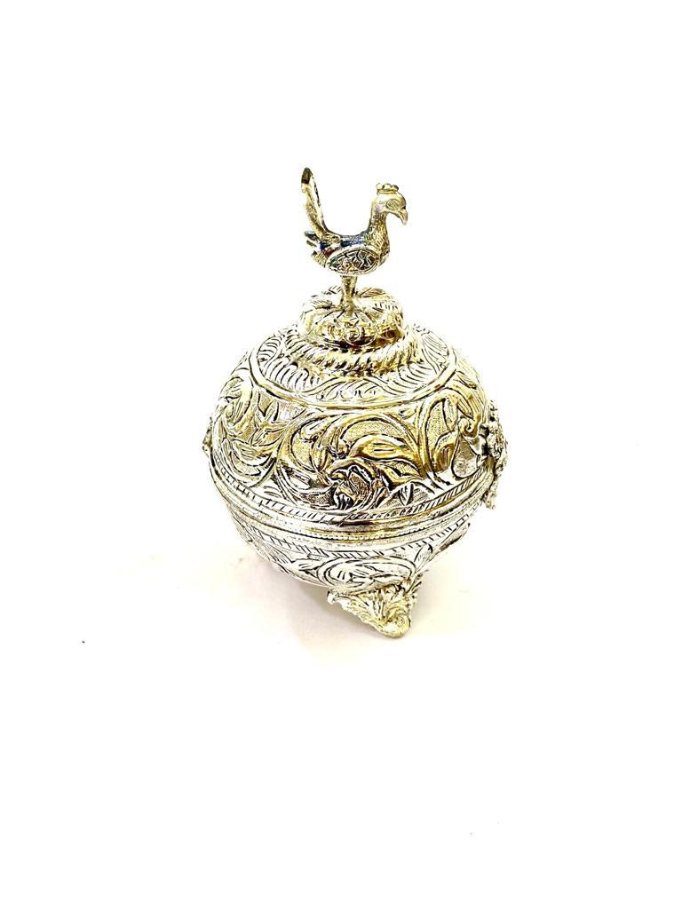 Storage Box Antique Collection German Silver Metal Collectible From Tamrapatra