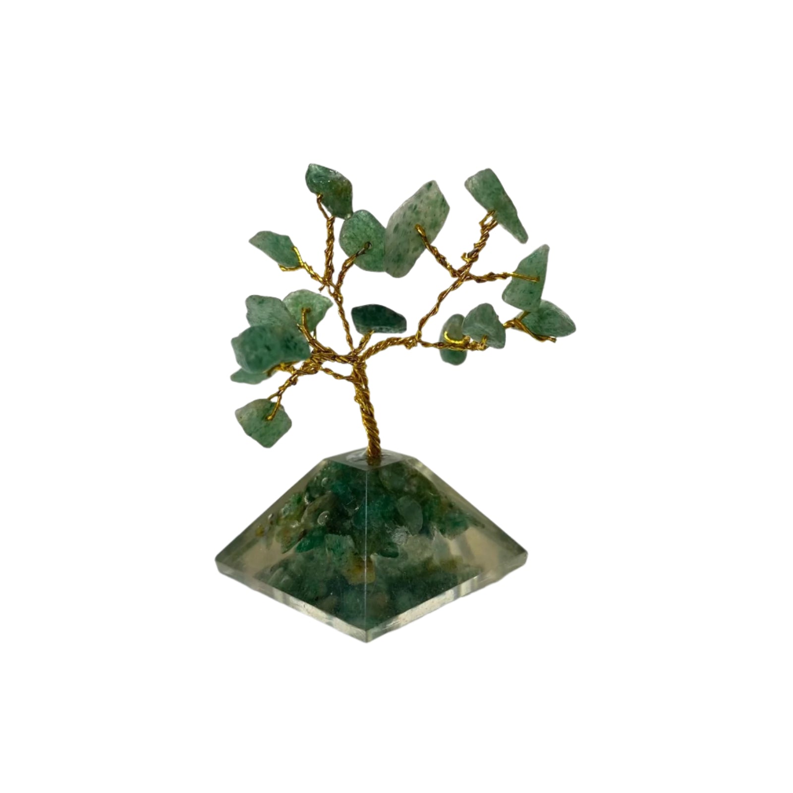 Small green crystal tree on a white surface