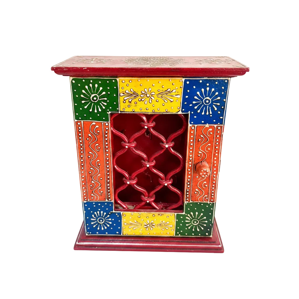 Traditional Grill Iron Wall Decor Utility Wooden Key Holder Handcrafted Tamrapatra - Tamrapatra