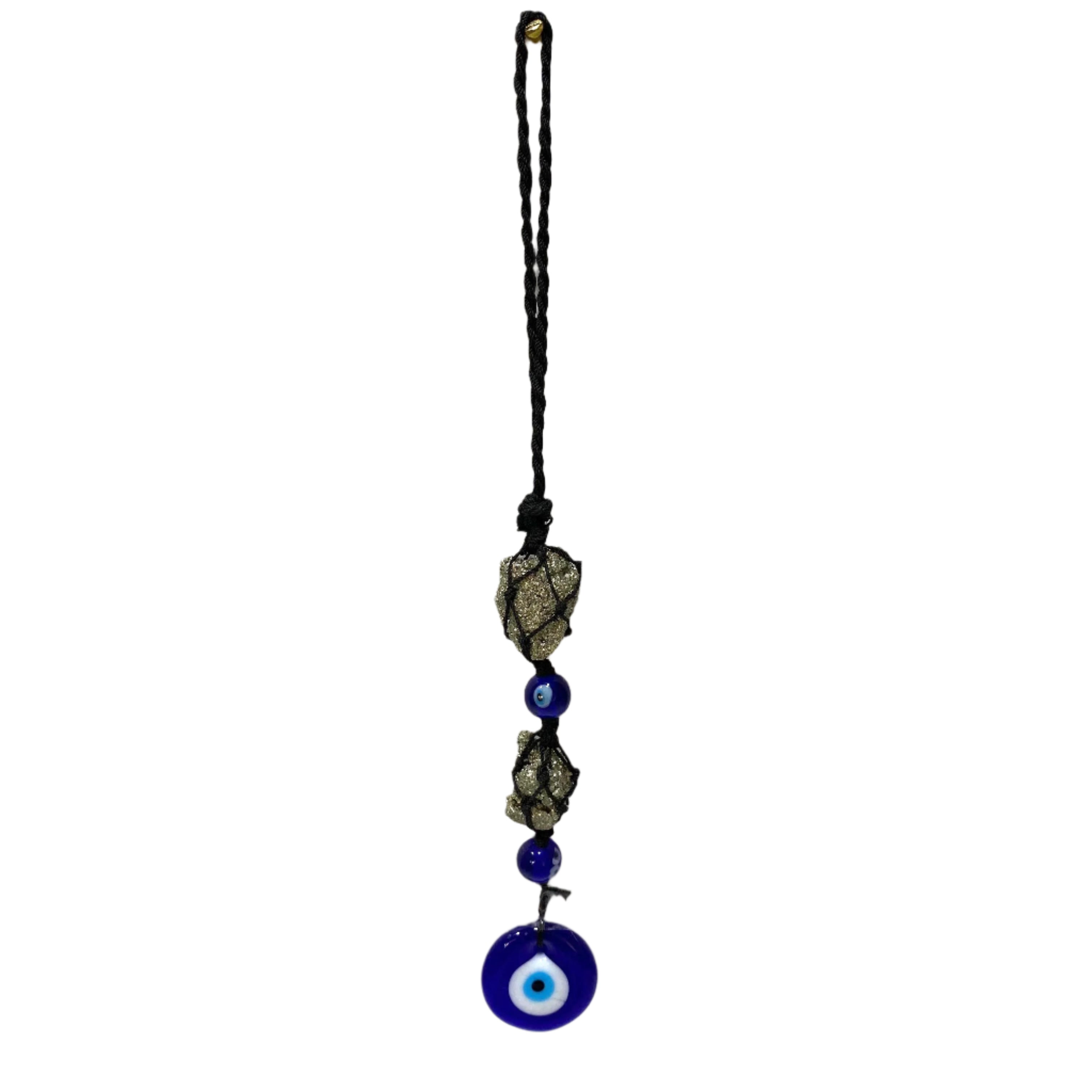 Decorative string with beads on a white textured background
