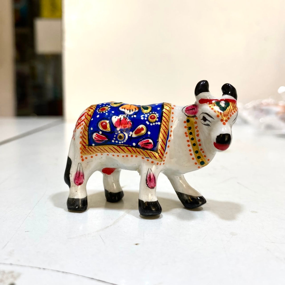 Cow Handcrafted From Metal Enamel Painted Series Souvenir Gifts From Tamrapatra