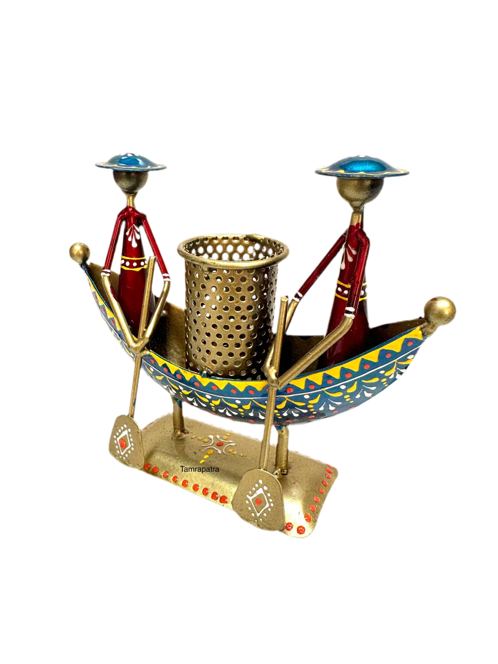 Boat Multicolor Hand Painted Traditionally Utility Pen Stand By Tamrapatra