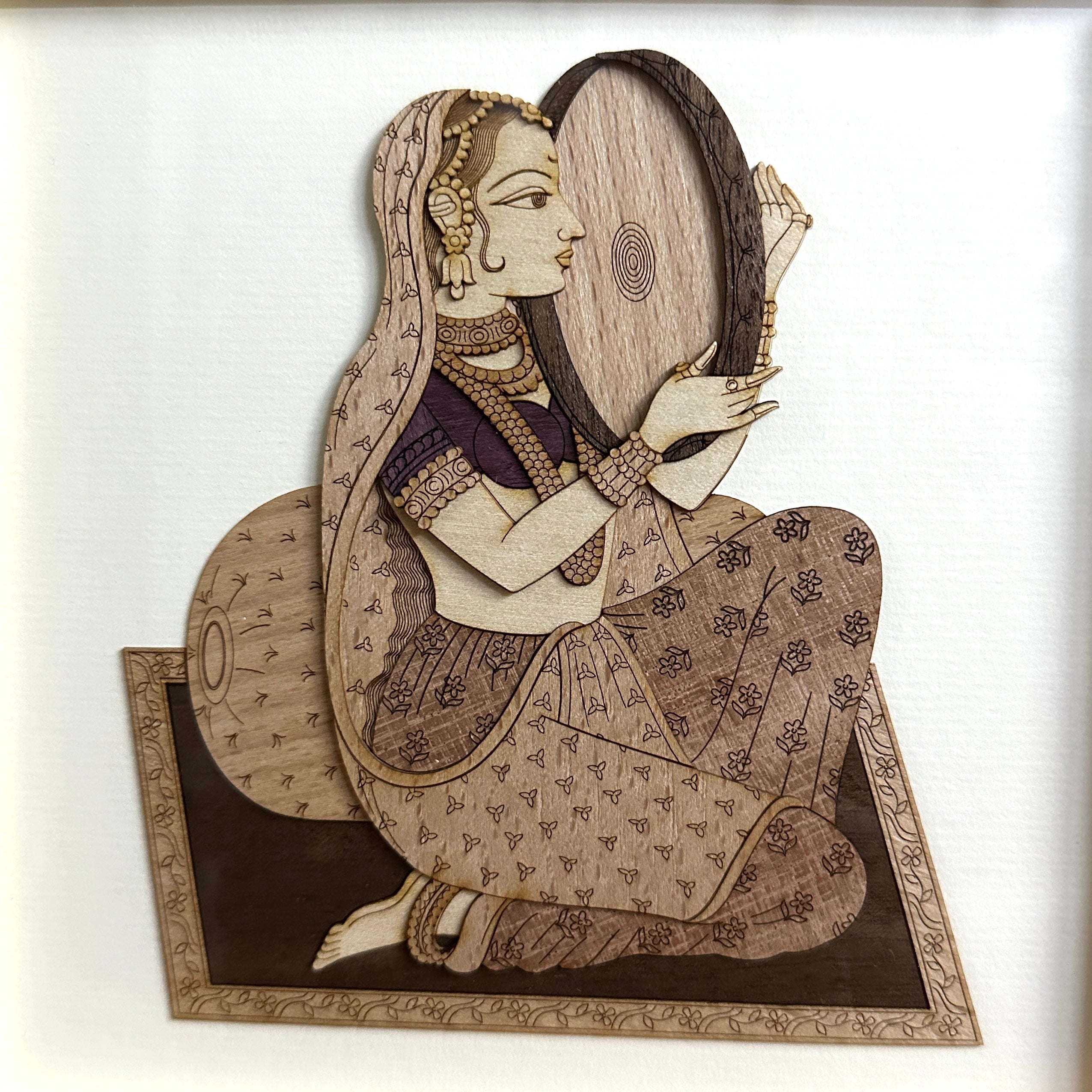 Royal Wooden 3D Art Indian Musical Theme Depiction Souvenir By Tamrapatra