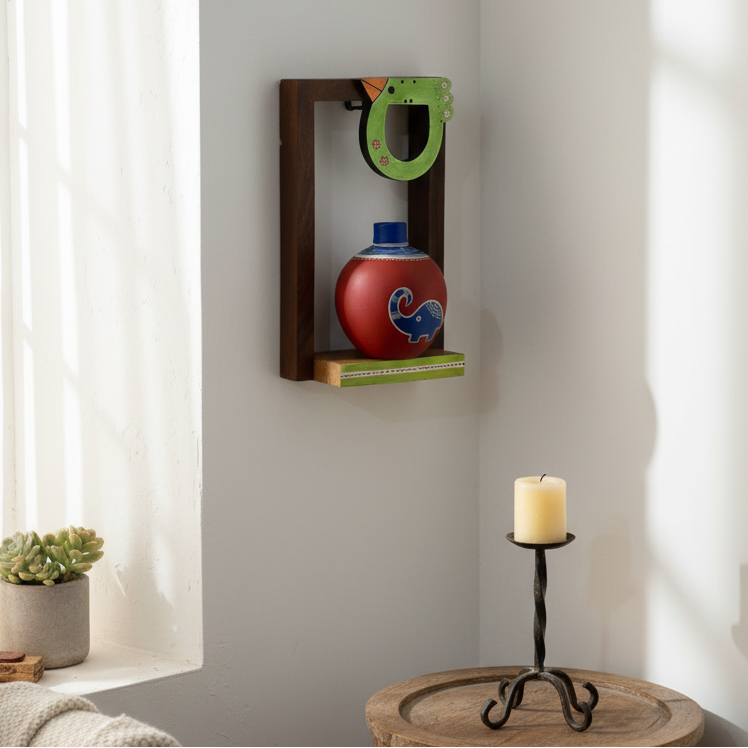 Sweet Little Birds Wooden Shelf With Pot Wall Décor Ideas From Tamrapatra - Tamrapatra