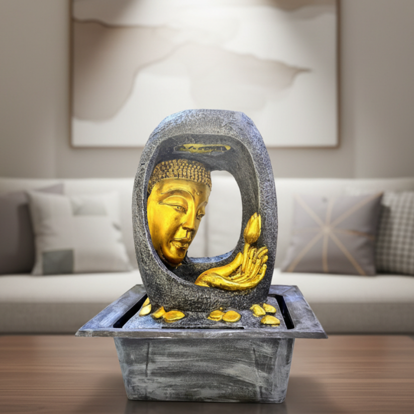 Buddha Golden Shade Face Water Fountain Foyer Entrance Décor By Tamrapatra - Tamrapatra