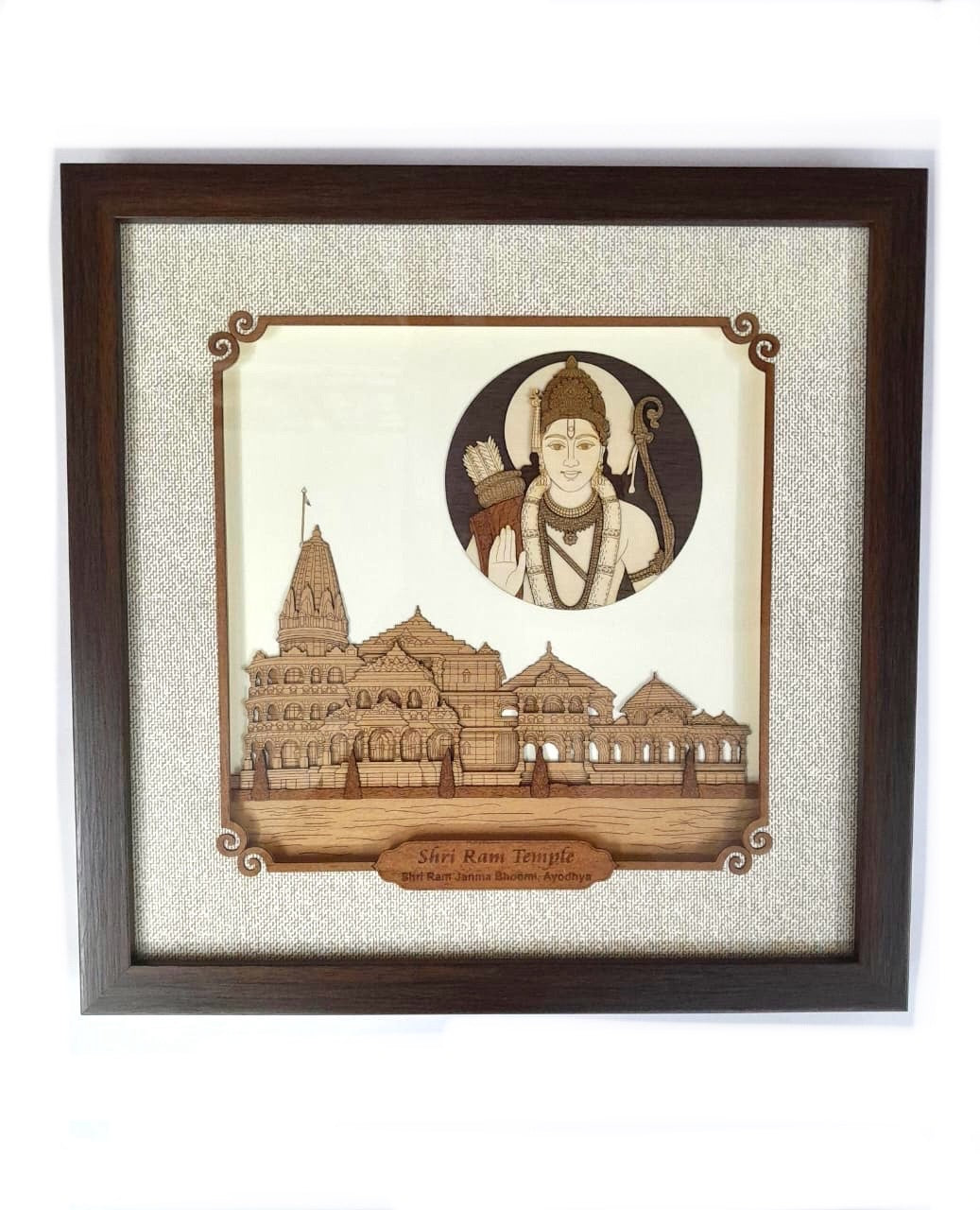 Shri Ram Temple Ayodhya With Lord Ram In 3D Wooden Art Frame By Tamrapatra