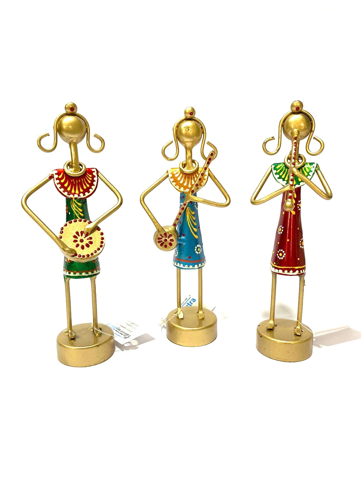 Lady Musicians Metal Artware Showpiece Figurines For Table Top Décor Tamrapatra