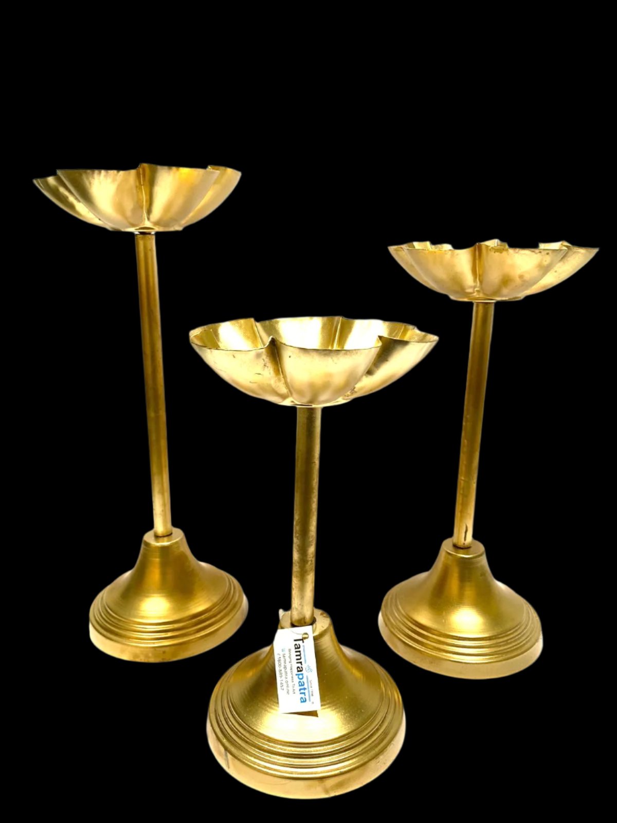 Gold Brilliant Tea Light Stand In Set Of 3 Various Models Exclusive By Tamrapatra