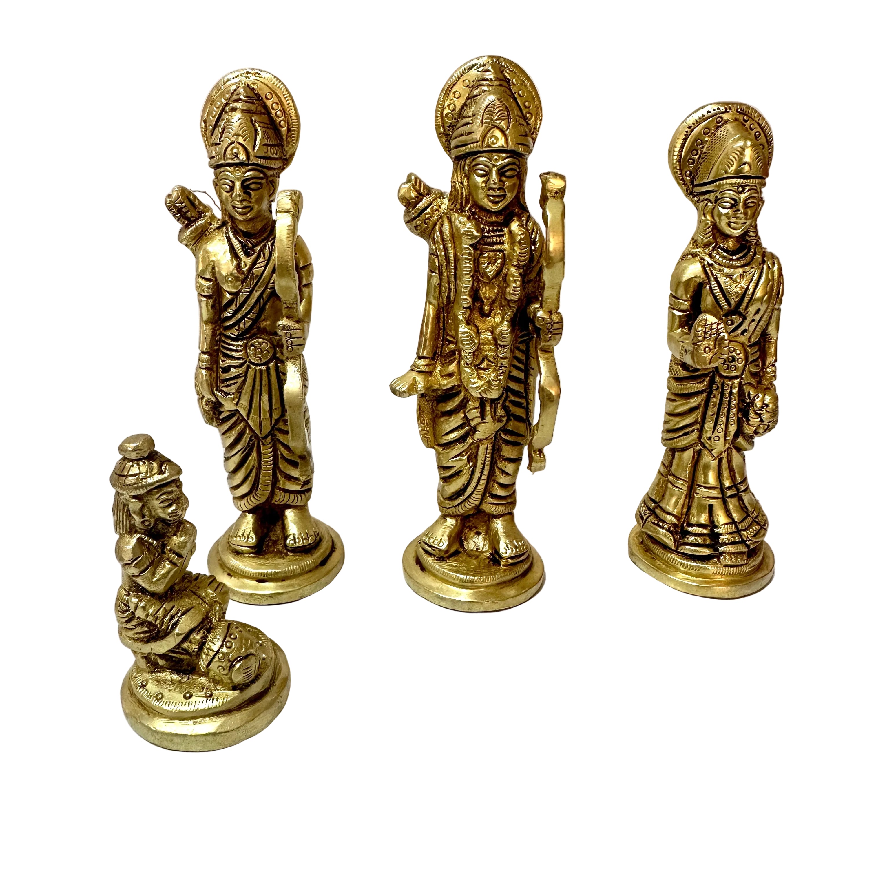 Ram Darbar Set Brass Handcrafted On Wooden Stand Religious Art By Tamrapatra