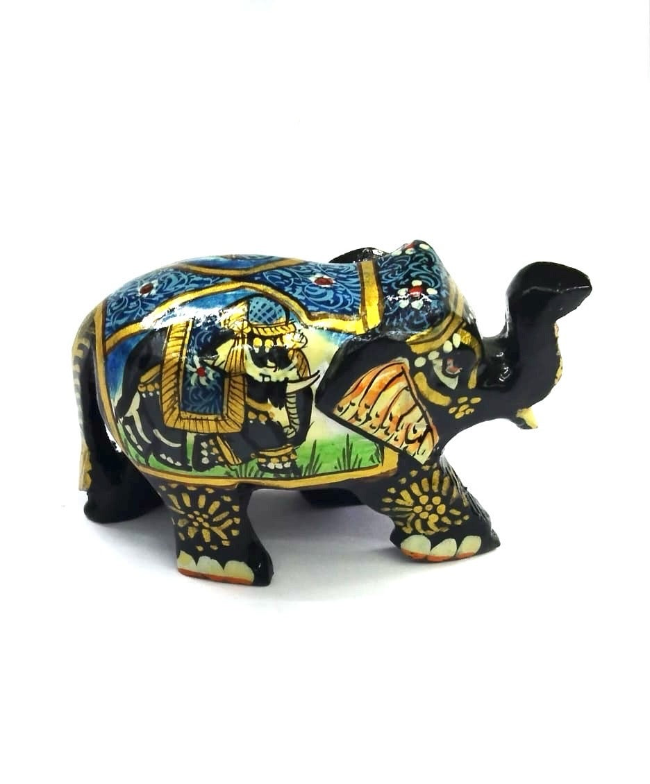 Mughal Miniature Hand Painted Elephant Royal King Depiction From Tamrapatra