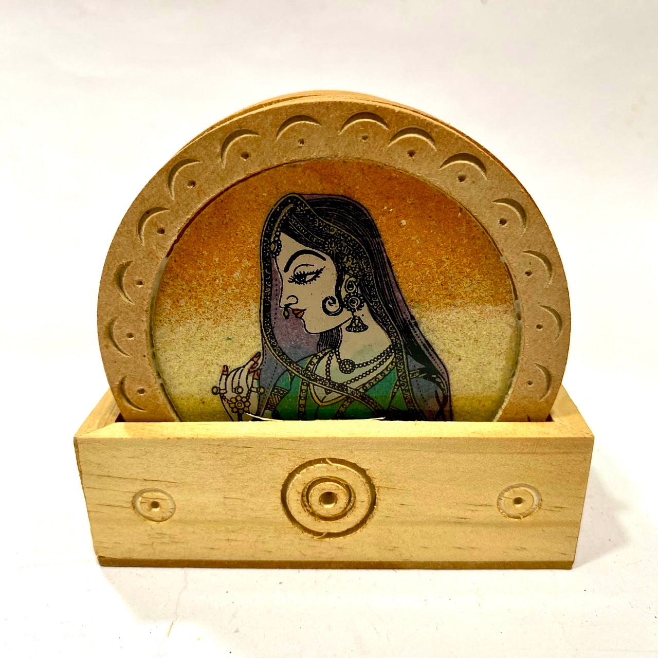 Round Tea Coasters With Indian Heritage Dinning Office Utilities From Tamrapatra - Tamrapatra