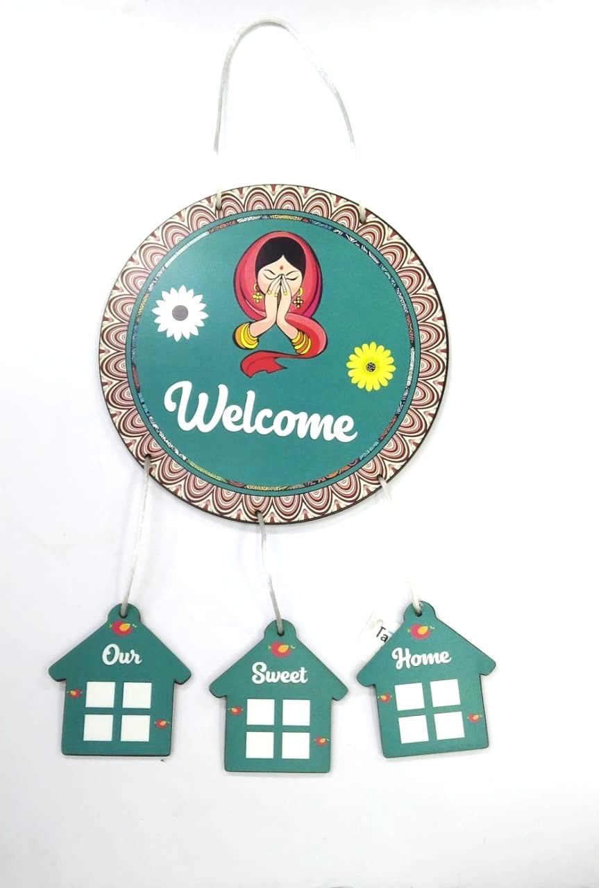 Welcome Chime Home Hanging In Wooden Home Decoration Art From Tamrapatra