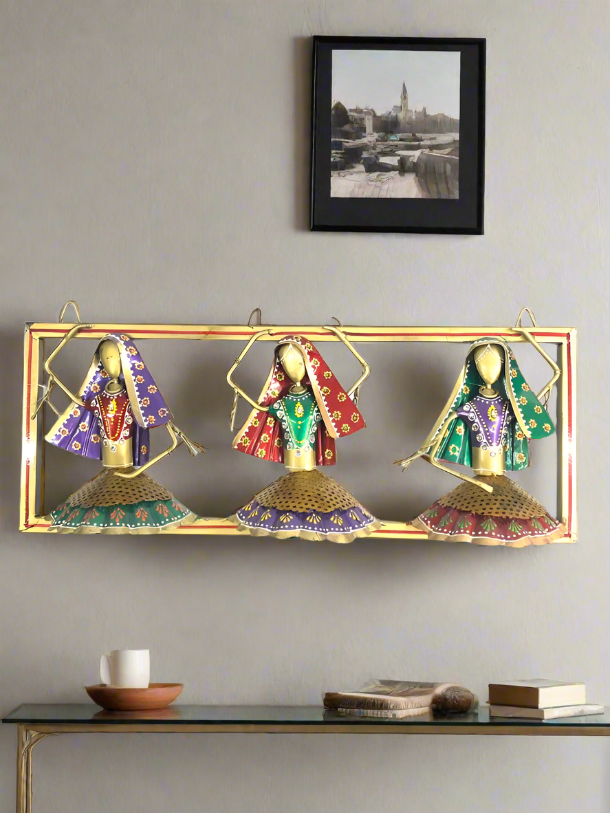 Metal Wall Décor 3 Dolls Exclusive Handcrafted Designer Artwork By Tamrapatra