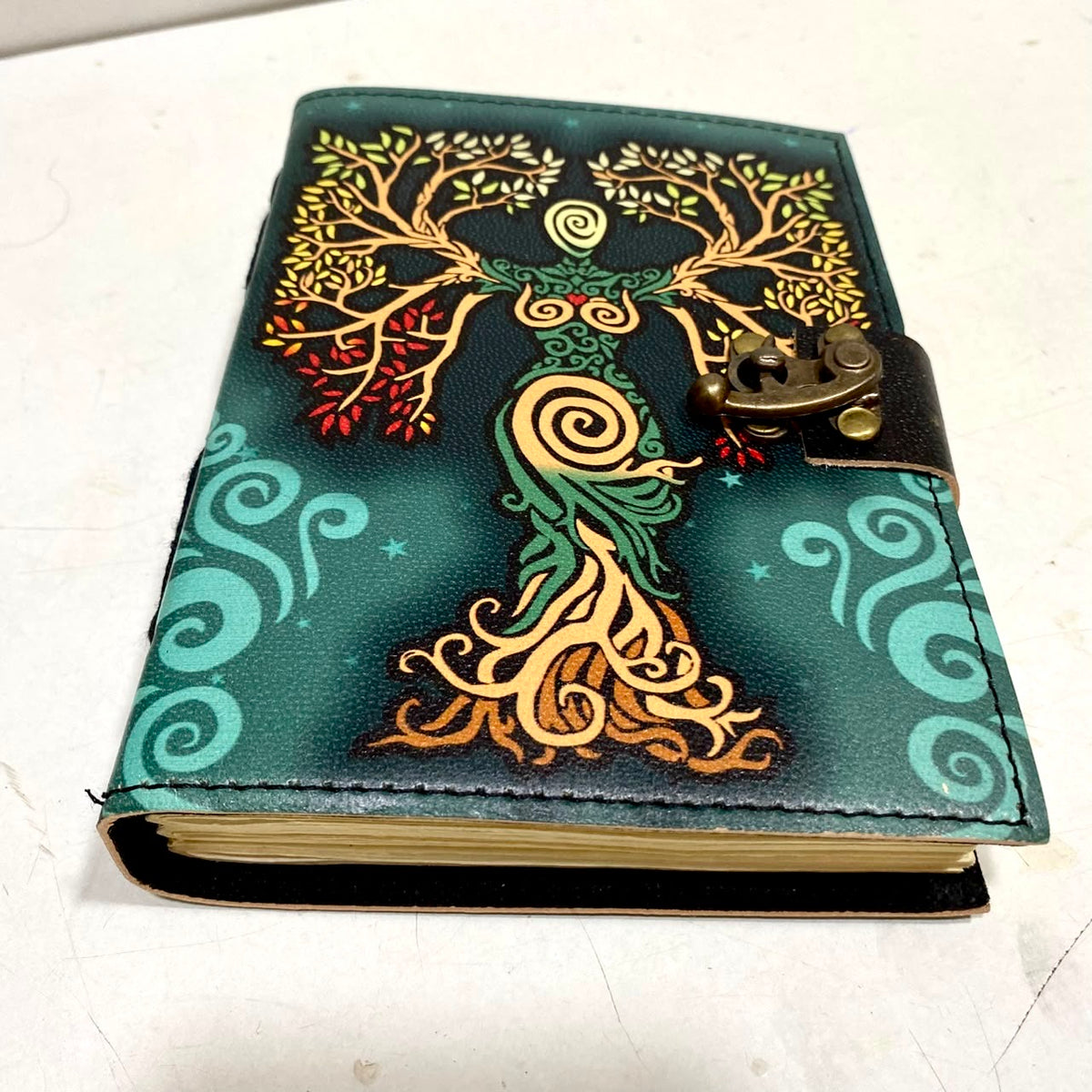Leather Stitched Diary With Stone Handmade Paper Premium Collection Tamrapatra