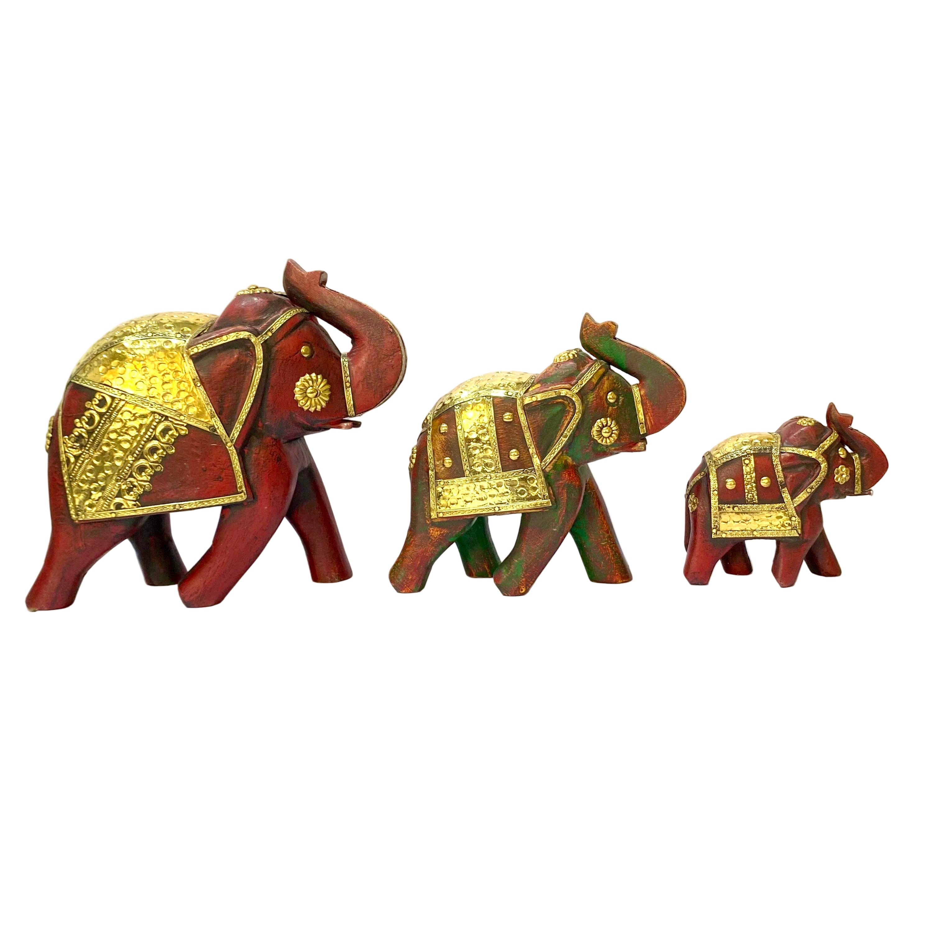 European Style Wooden Elephant HandPainted Rustic Finish By Tamrapatra