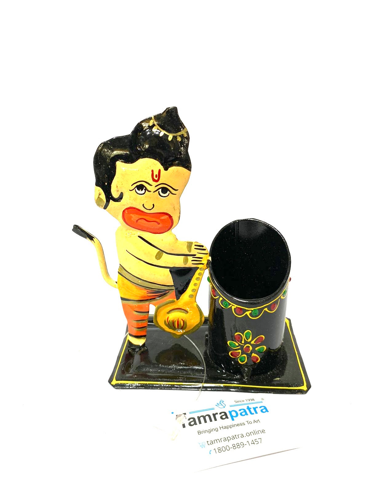 Creative Metal Pen Stand With God Figurine New Arrivals Handmade From Tamrapatra