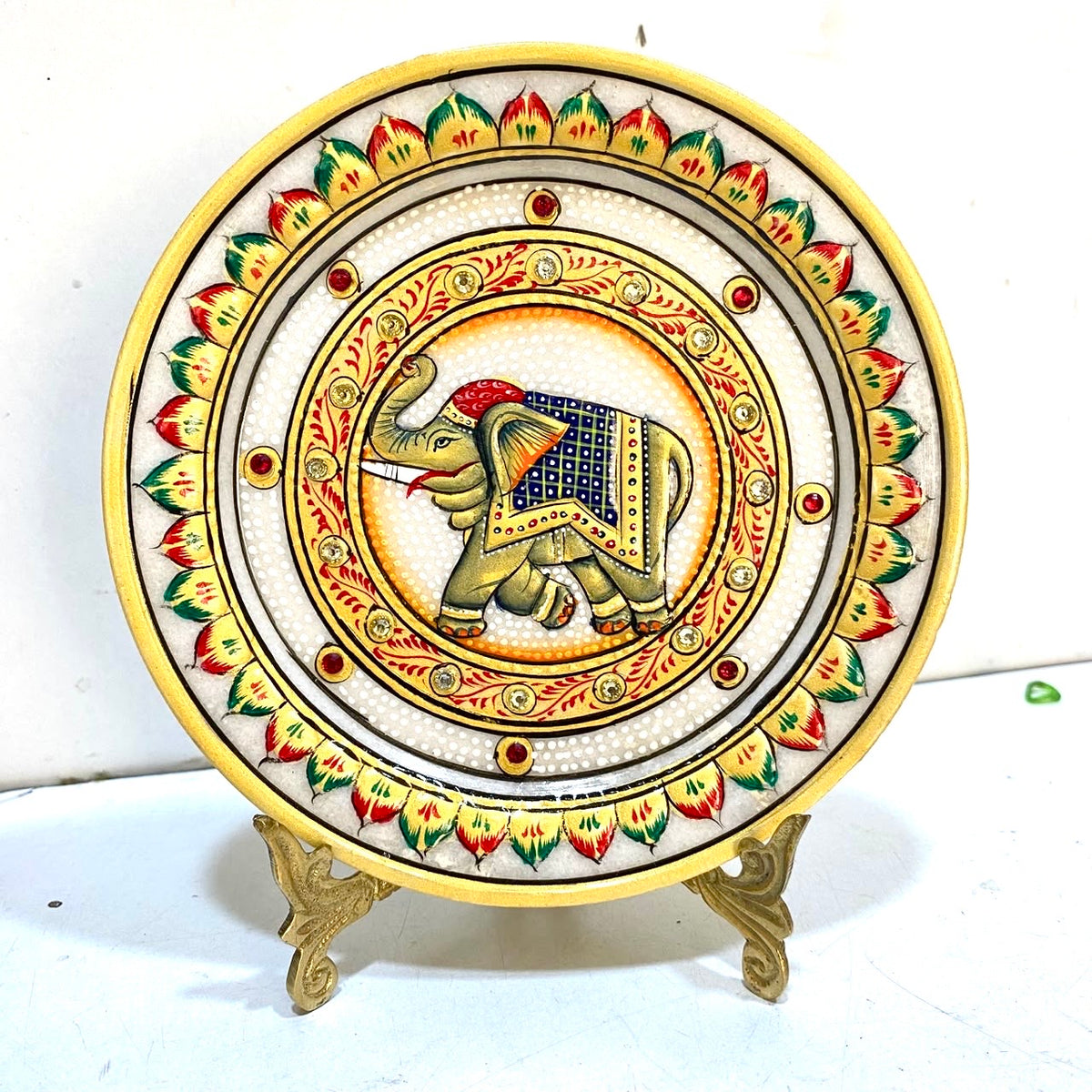 Marble Plates Exclusive Hand Painted With Brass StandFrom Tamrapatra - Tamrapatra