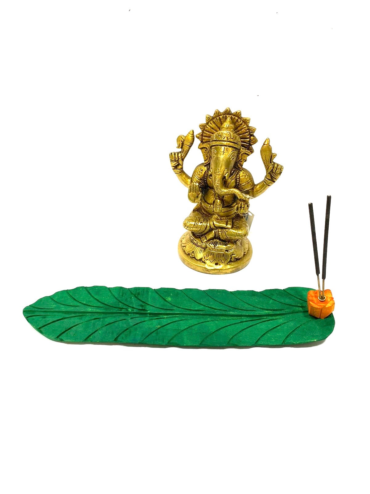 Incense Stick Holder In Banana Leaf Style Unique Handmade India By Tamrapatra