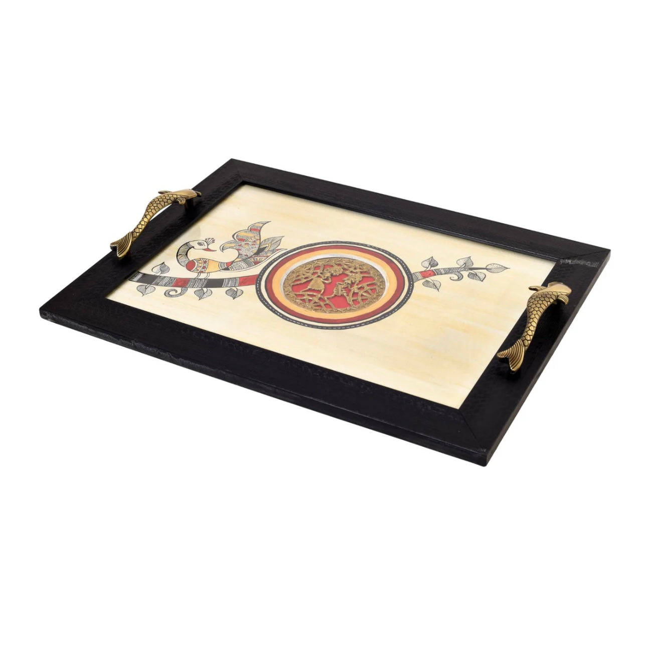 Long Fusion Art On Wood Tray Office Home Classic Summer Gold By Tamrapatra
