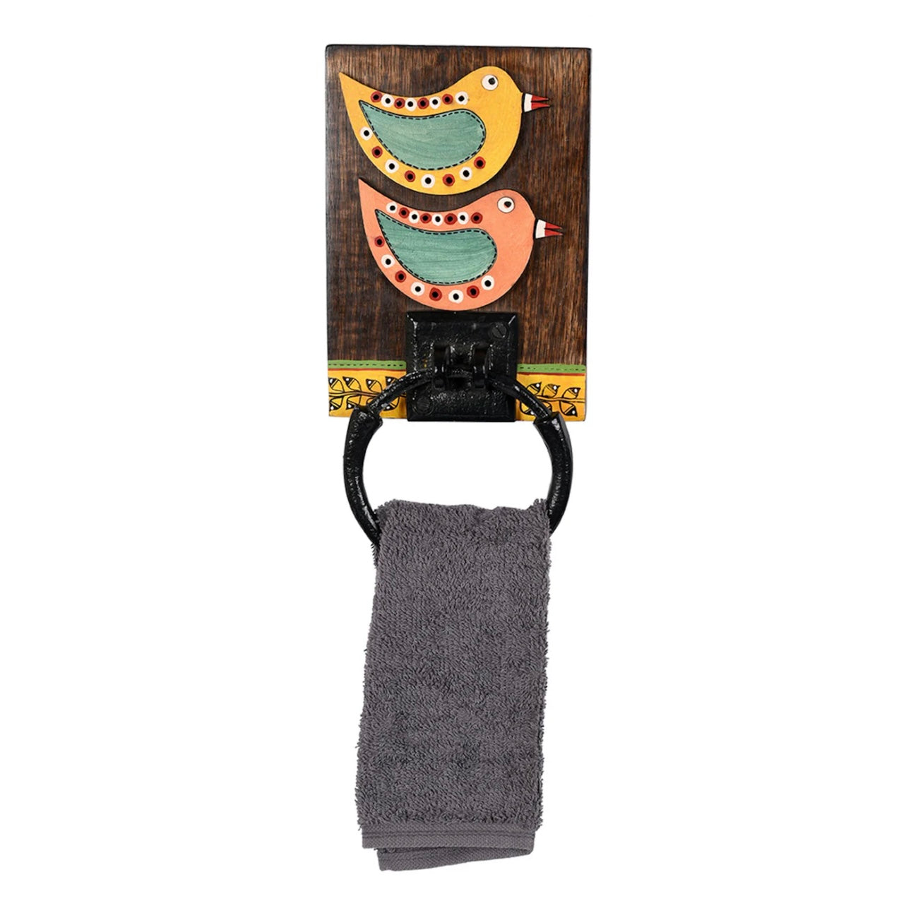 Wooden Exclusive Designer Wall Utility Towel Holder With Painting By Tamrapatra