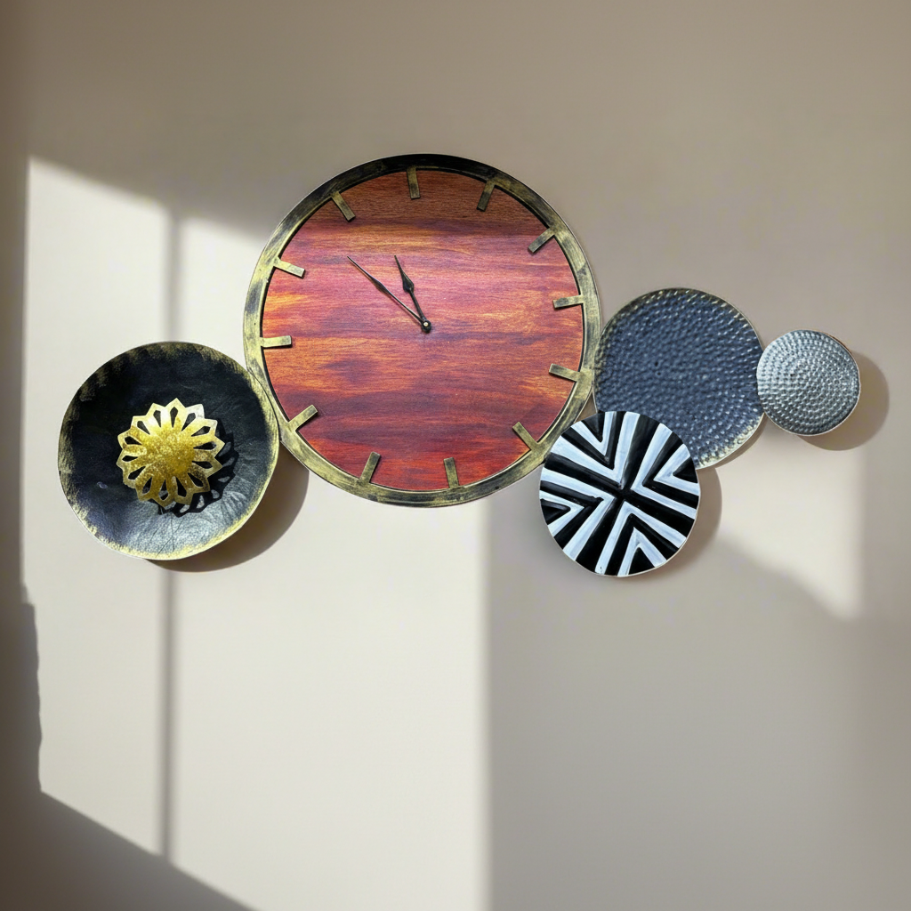Wall Décor Utility Clock Living Room Decoration Metal Crafts From Tamrapatra - Tamrapatra