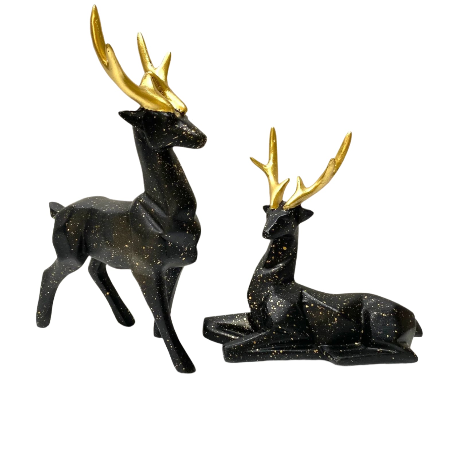 Deer Set Of 2 Showpiece Stand Décor Outstanding Art In Black Green Tamrapatra