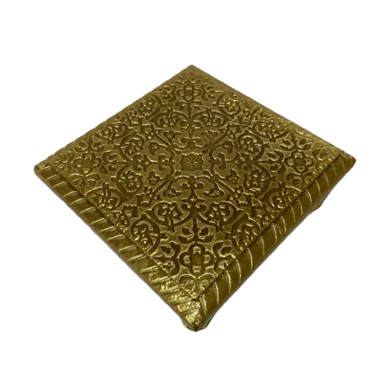 Brass Foil Fitted Bajoth Premium Design With Legs Square Shaped From Tamrapatra