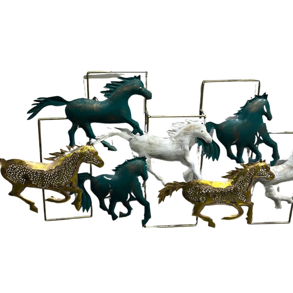 7 Horse Metal Wall Art Handcrafted Decoration In Moroccan Design By Ta