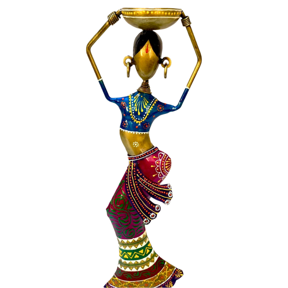 Majestic Lady Performer In Traditional Indian Attire Metal Décor By Tamrapatra