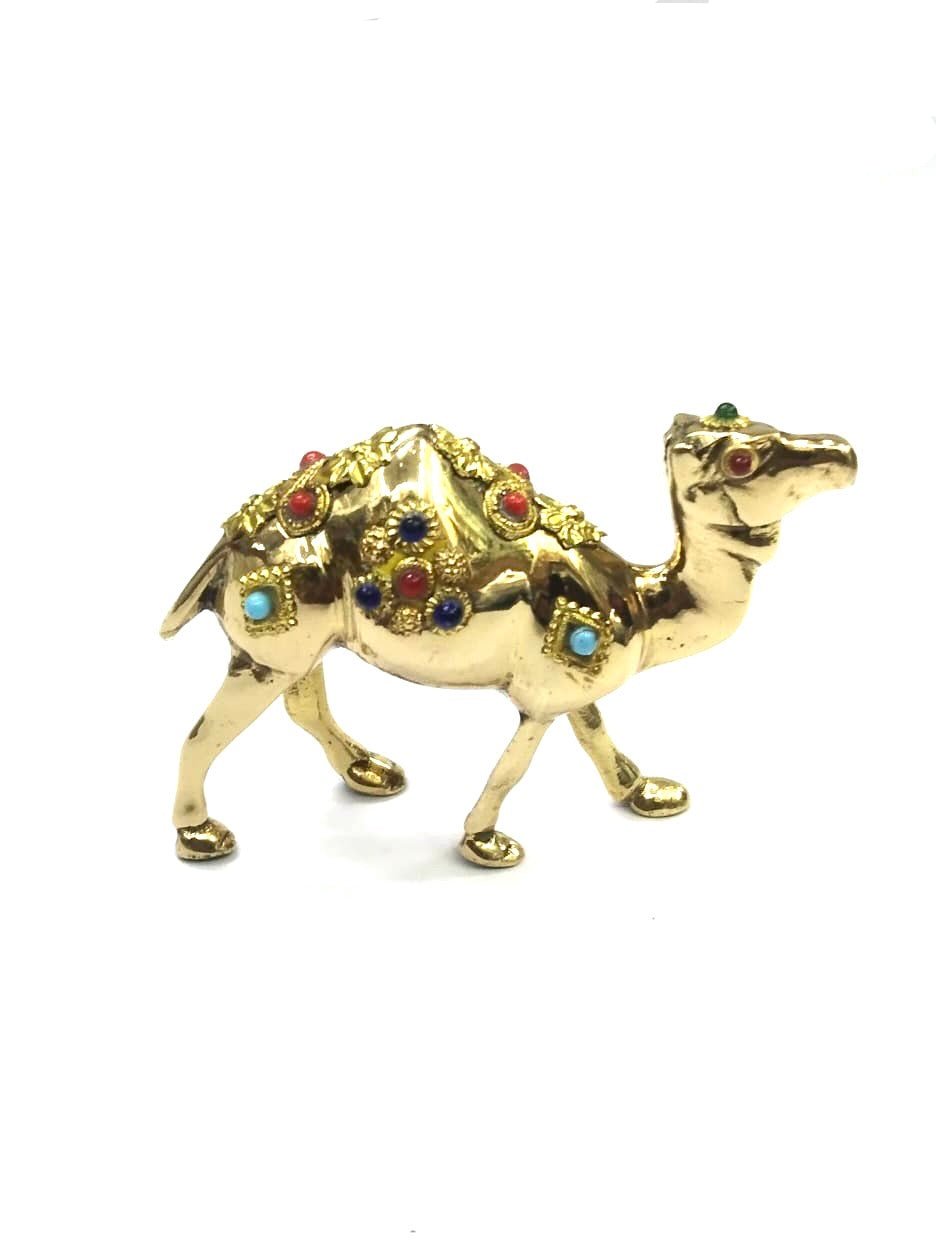 Brass Camel With Stone Excellent Design Antique Showpiece From Tamrapatra