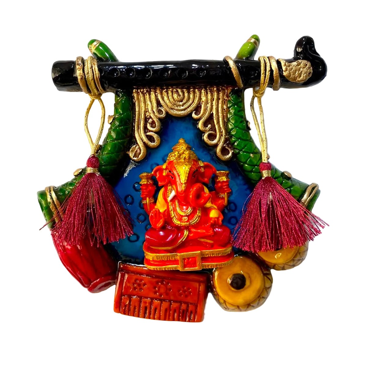 Ganesh Fan Design With Threads Hanging On Side Beautiful Design By Tamrapatra