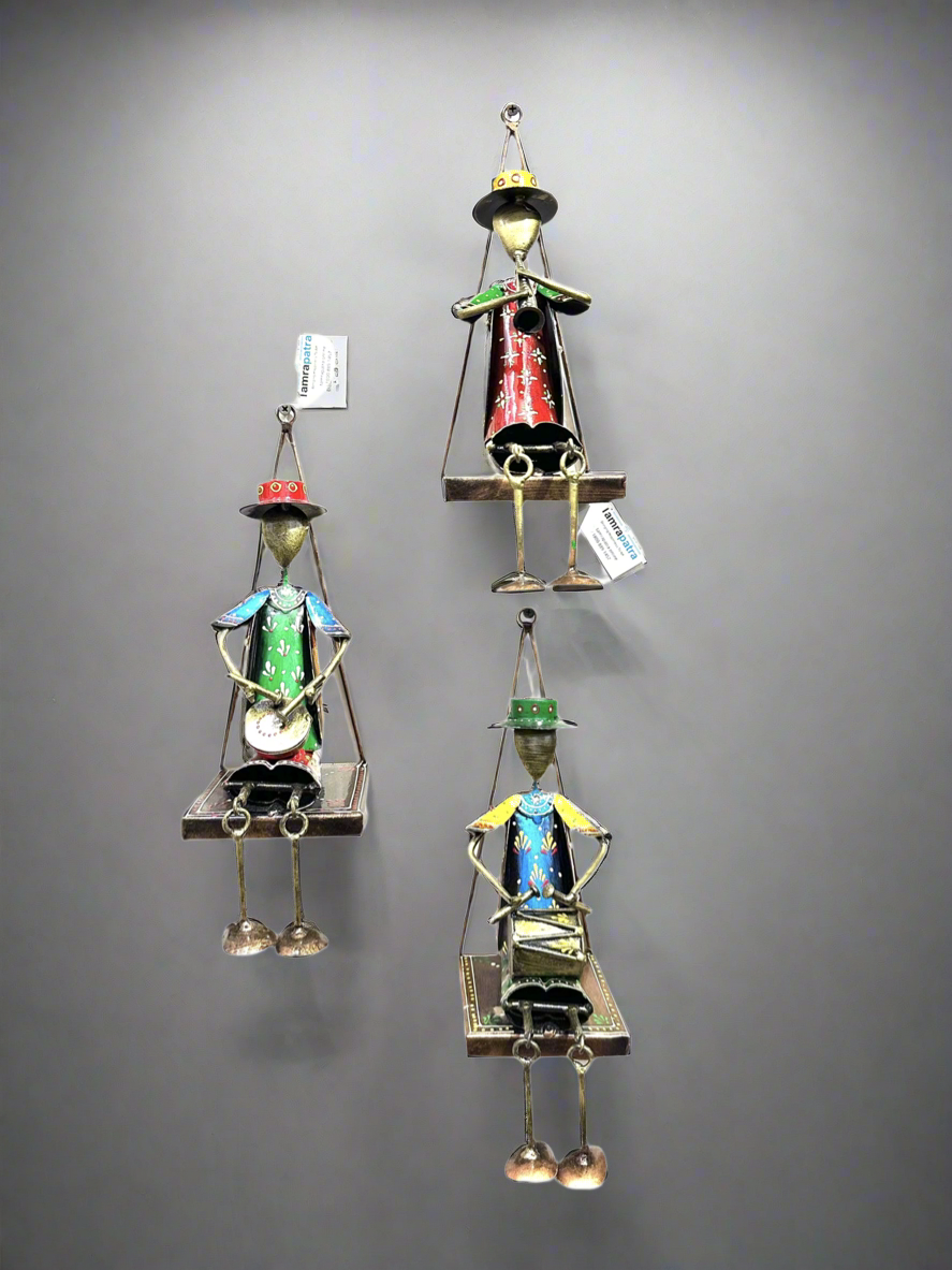 Hanging Figures Playing Musical Instruments Metal Wall Décor By Tamrapatra