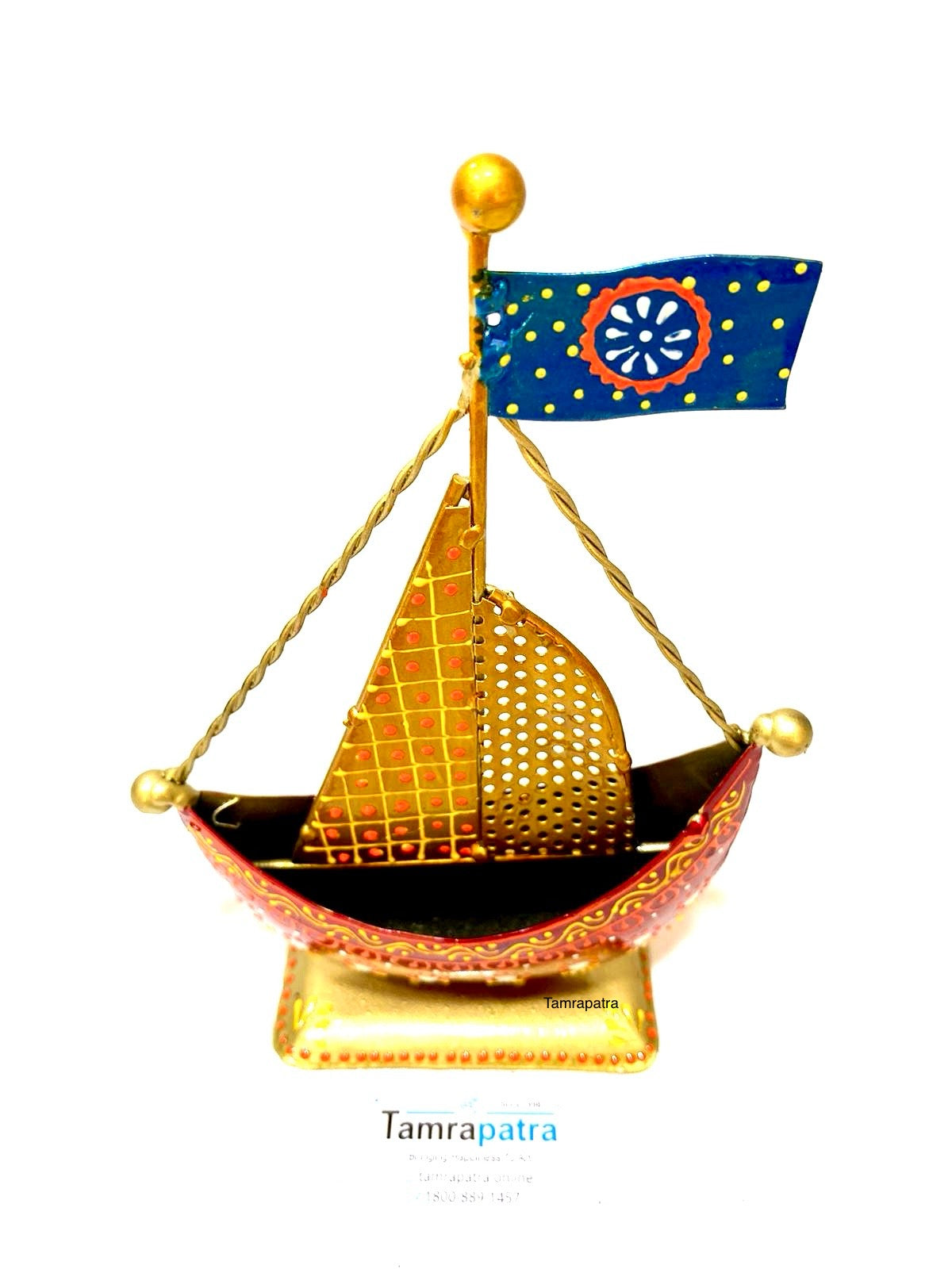 Boat Multicolor Hand Painted Traditionally Utility Pen Stand By Tamrapatra