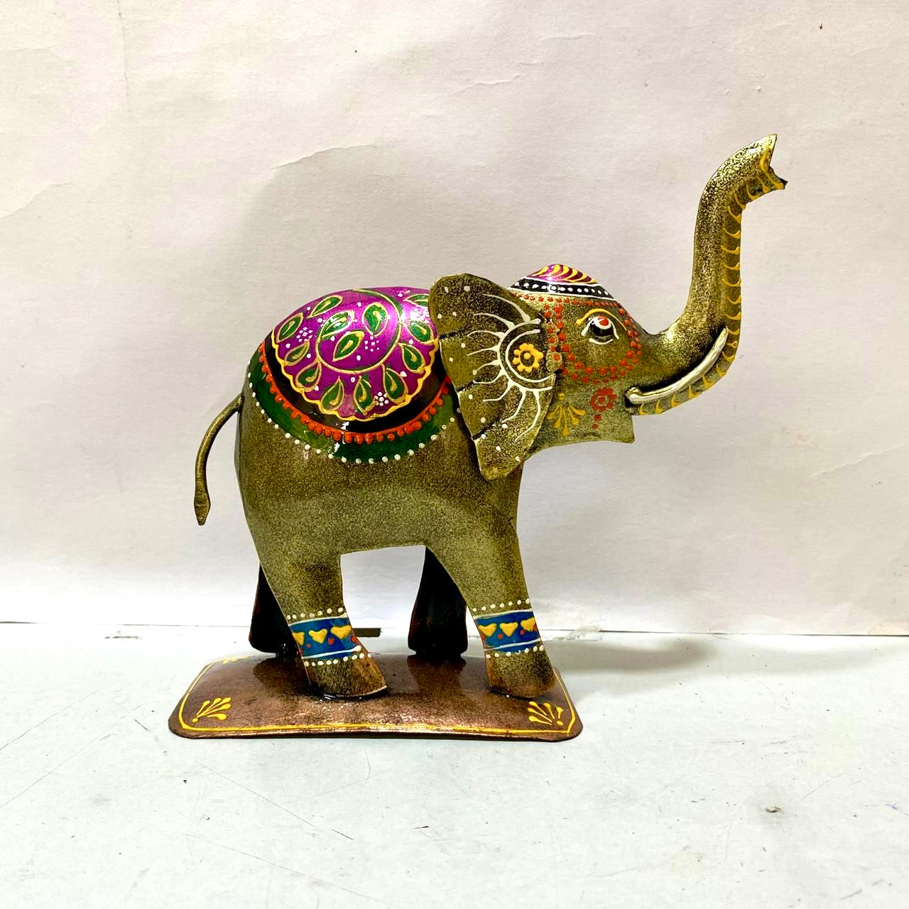 Set Of 2 Elephant Showpiece With Traditional Artwork Metal Animals By Tamrapatra - Tamrapatra