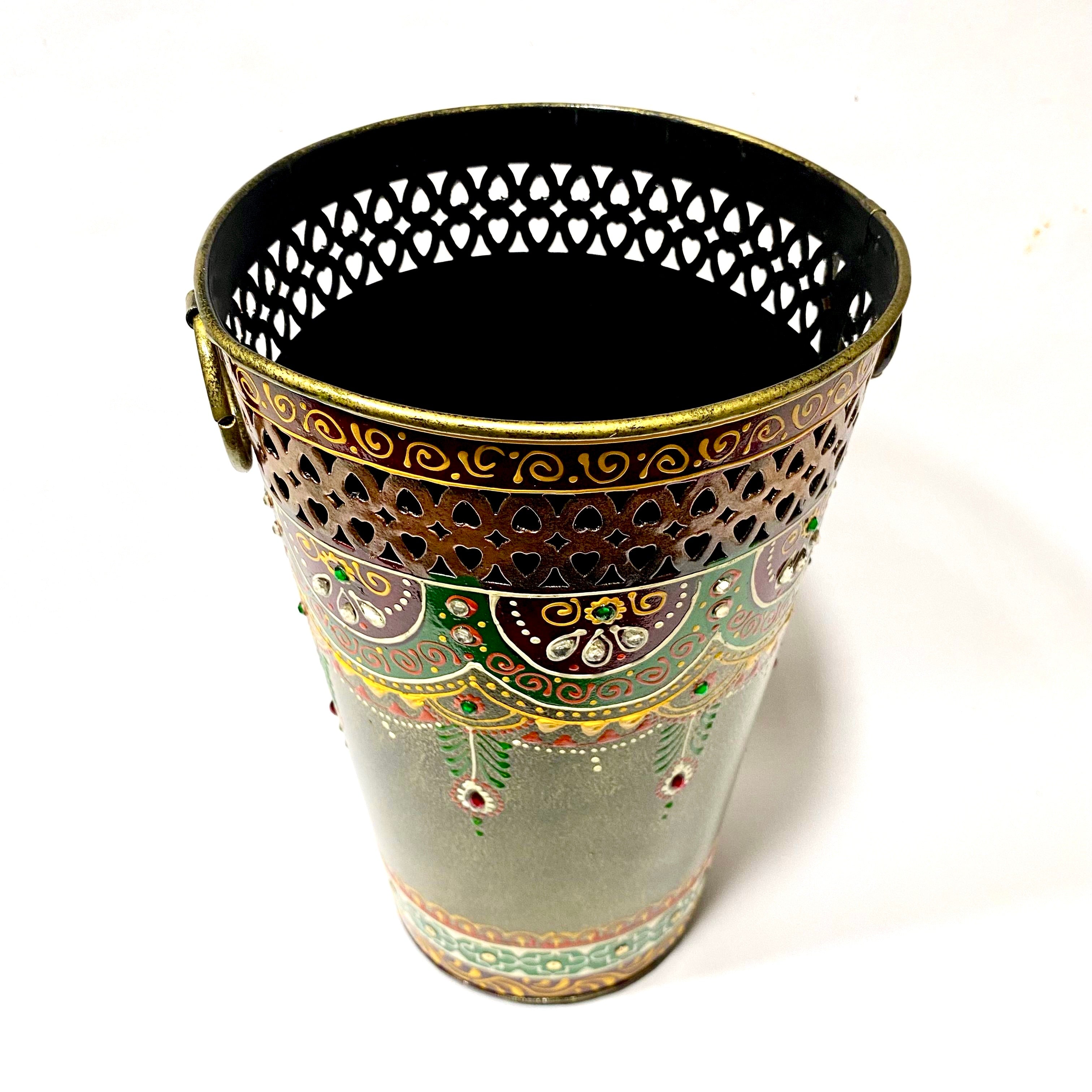 Planter Hand Painted Metal Premium Quality Great Choice For Interiors Tamrapatra - Tamrapatra