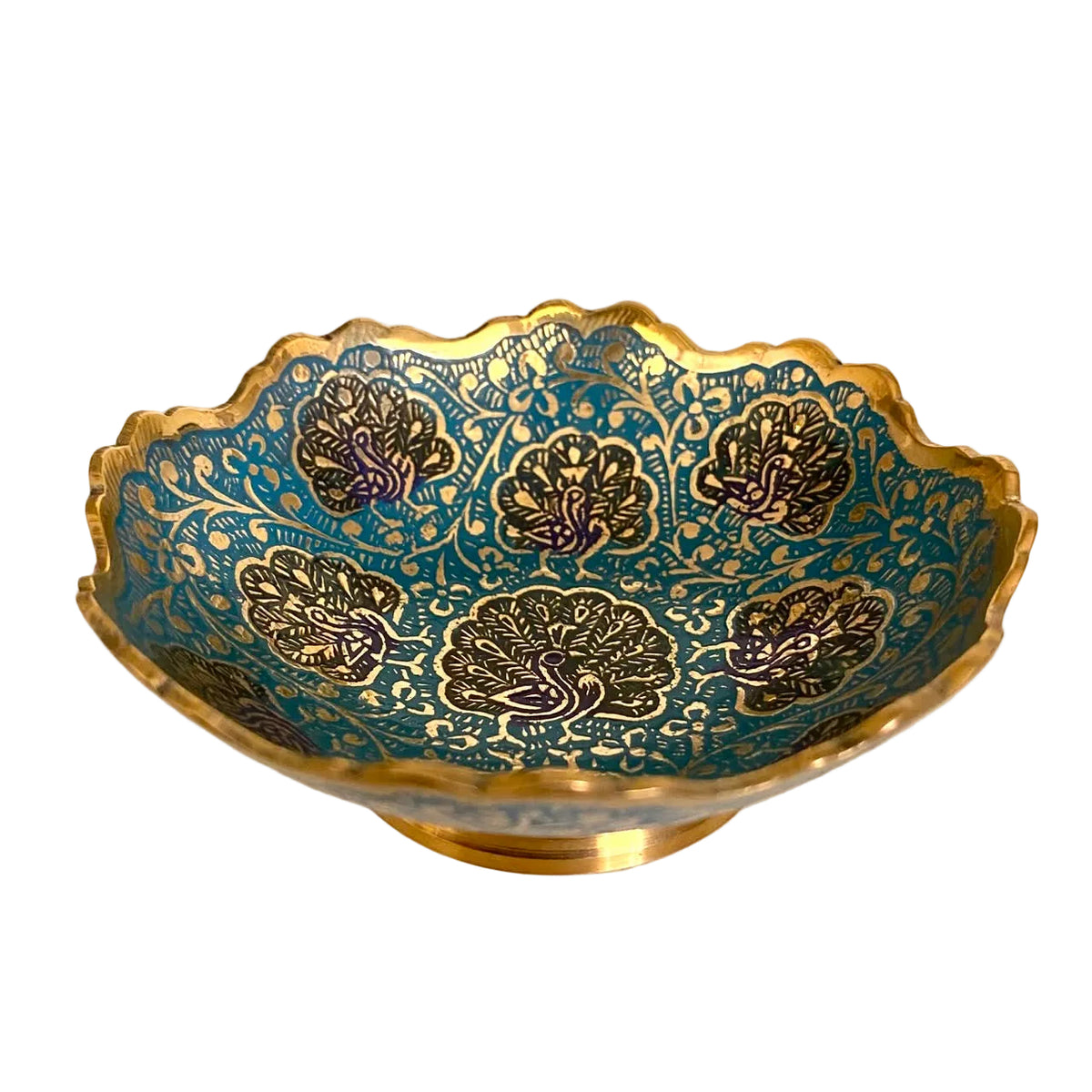 Brass Bowl With Inlay Work Vintage Designs Royal Serve ware From Tamrapatra