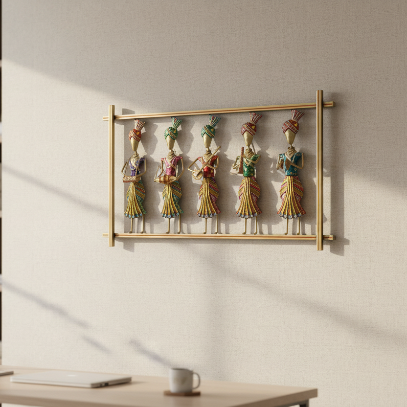 5 Standing Lady Musician In Eye Dazzling Metal Craftsmanship By Tamrapatra - Tamrapatra