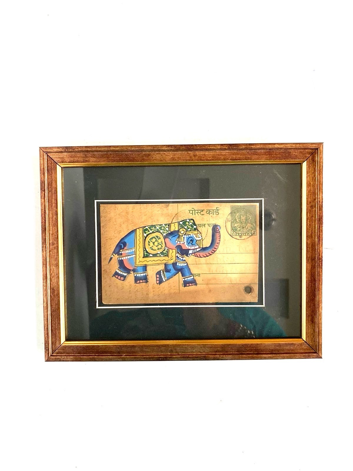 Elephant Hand Painted On Post Card Wall Hangings Exclusively From Tamrapatra