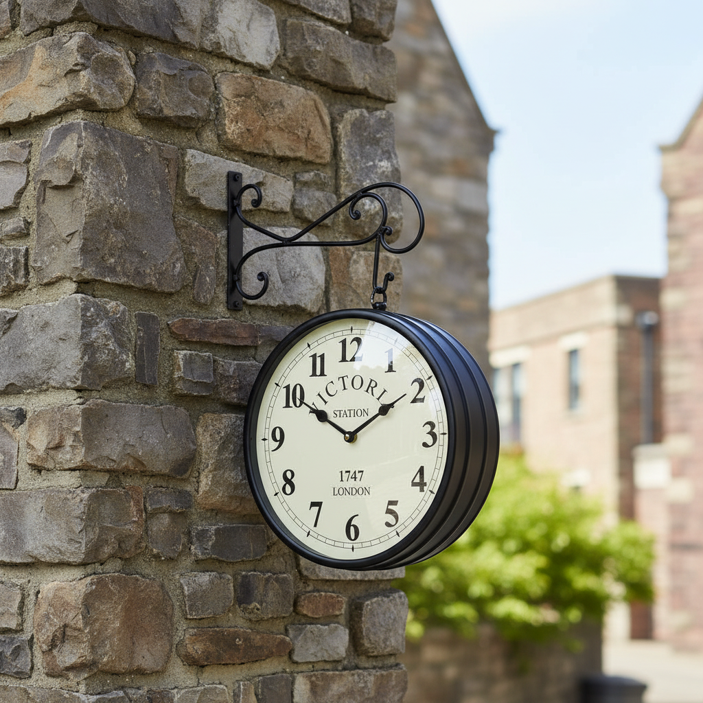 Classic Vintage Designed Hanging Clock On Both Sides 12 Inches By Tamrapatra - Tamrapatra