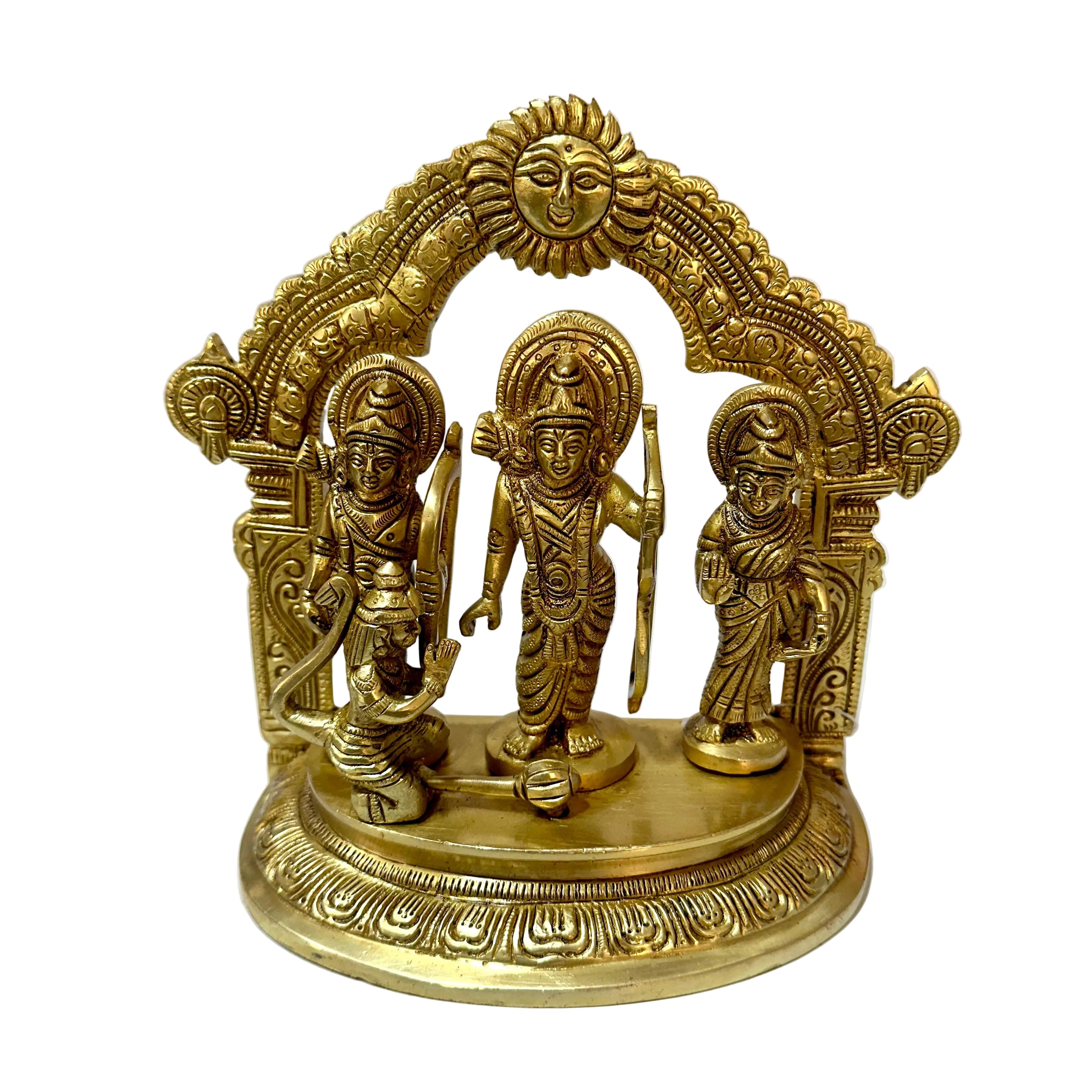Ram Darbar Set Brass Handcrafted On Wooden Stand Religious Art By Tamrapatra