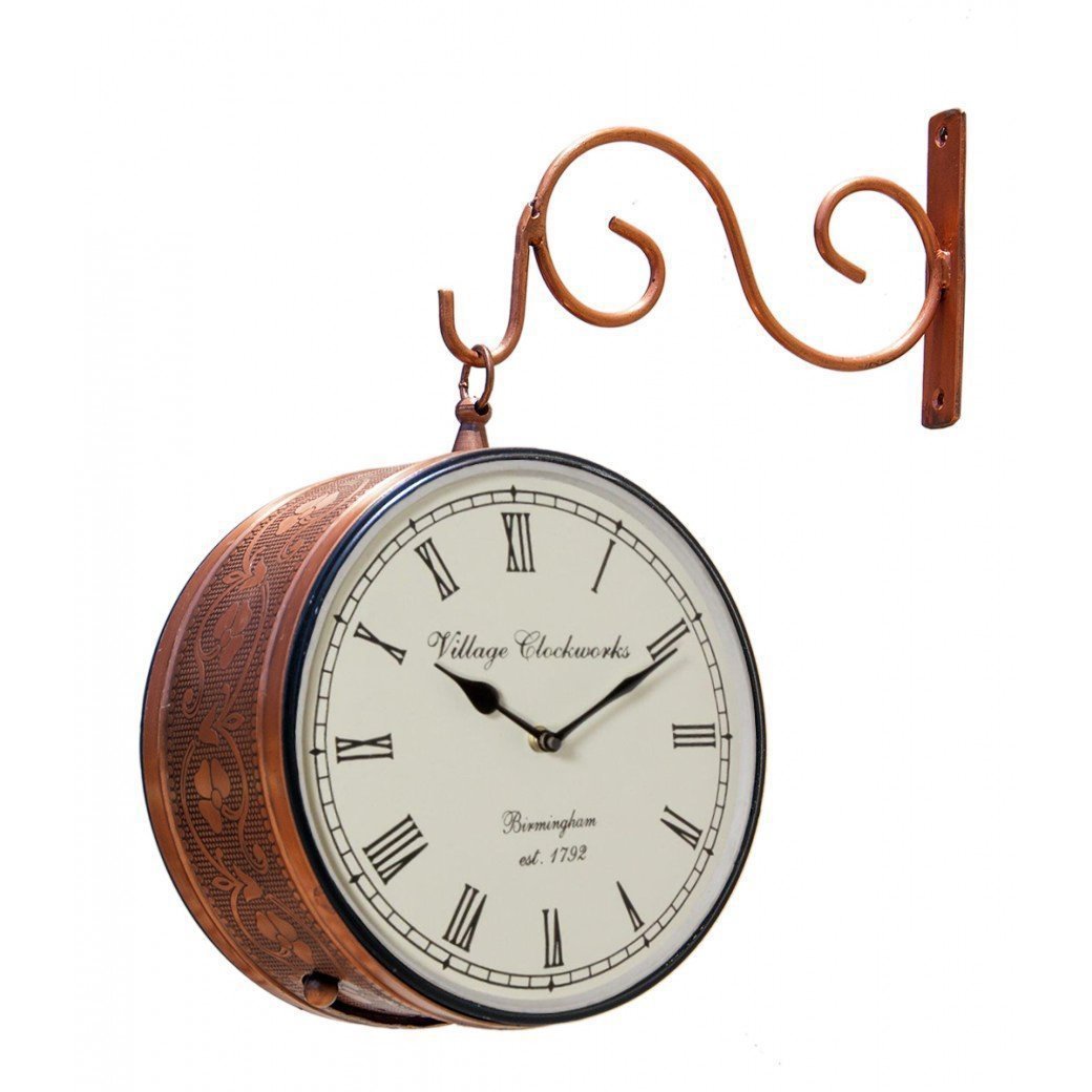 Double Side Clock Railway Vintage Style 6 Inches For Home Office By Tamrapatra - Tamrapatra