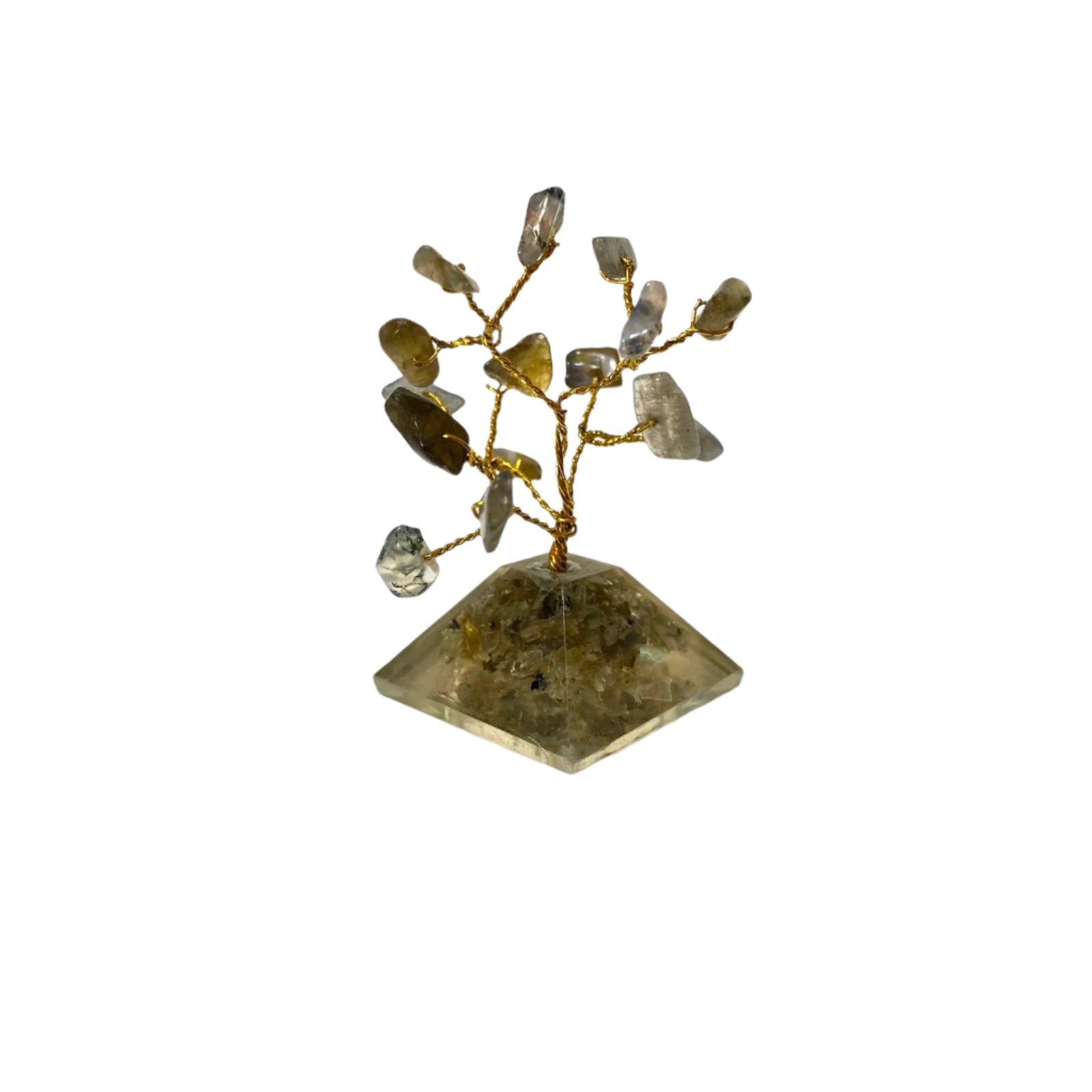 Crystal branch on a hexagonal base on a marble surface